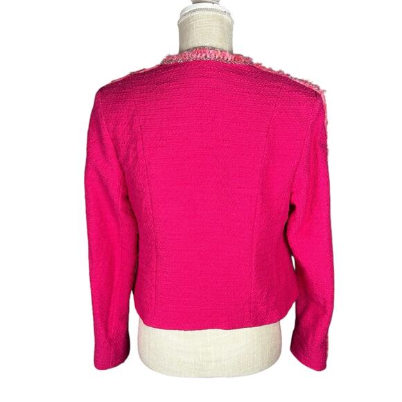 CAbi Tweed Ballroom Blazer Jacket 6466 Women's Medium Pink Full Zip Barbiecore - Picture 8 of 11